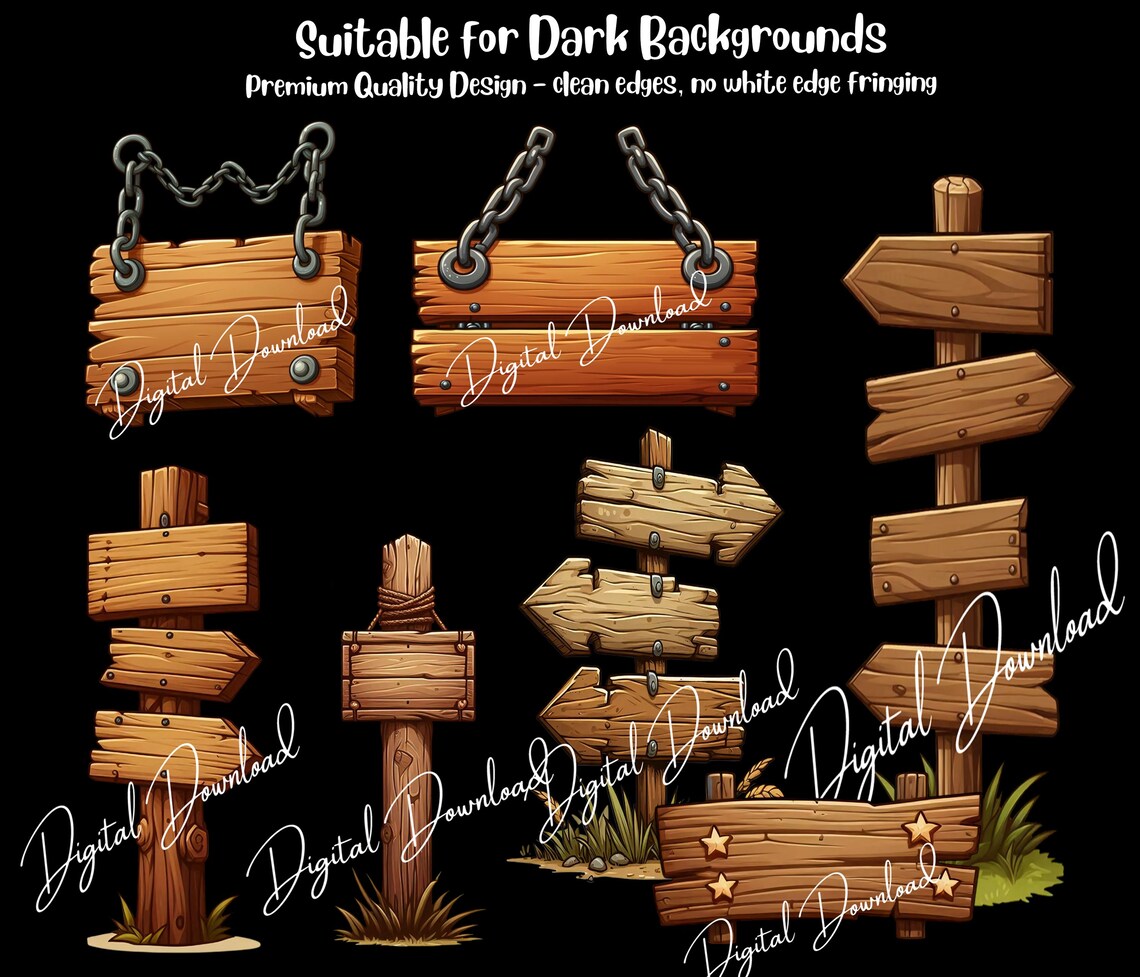 Rustic Sign Backround 30 Rustic Wooden Signs Clip Art Elements PNG Transparent Background ...