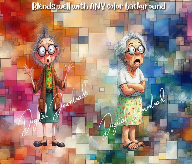 15 Funny Quirky Grandmas Clip Art PNG Transparent Background High ...