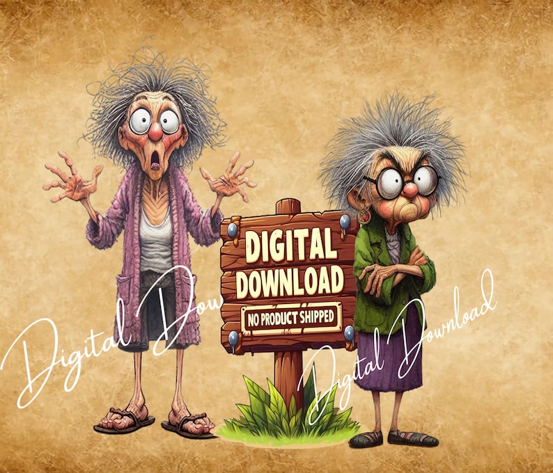 15 Funny Quirky Grandmas Clip Art PNG Transparent Background High ...