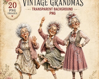 Vintage Grandma PNG Clipart, Sassy Old Ladies Graphics, Transparent Background, Digital Download
