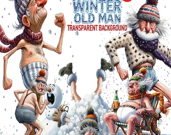 Wild Winter Old Man PNG Clipart:  18 Funny Sassy Grandpa Graphics, Transparent Background, Sublimation Print