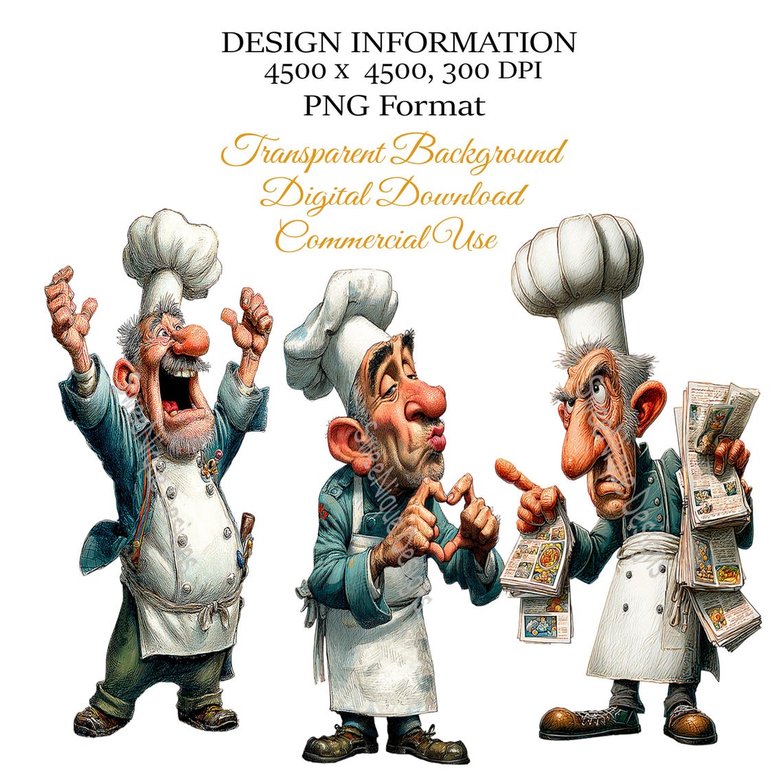 Silly Chef Graphics Funny Old Man Chefs PNG Clipart, 44 Whimsical Sassy Characters Kitchen ...