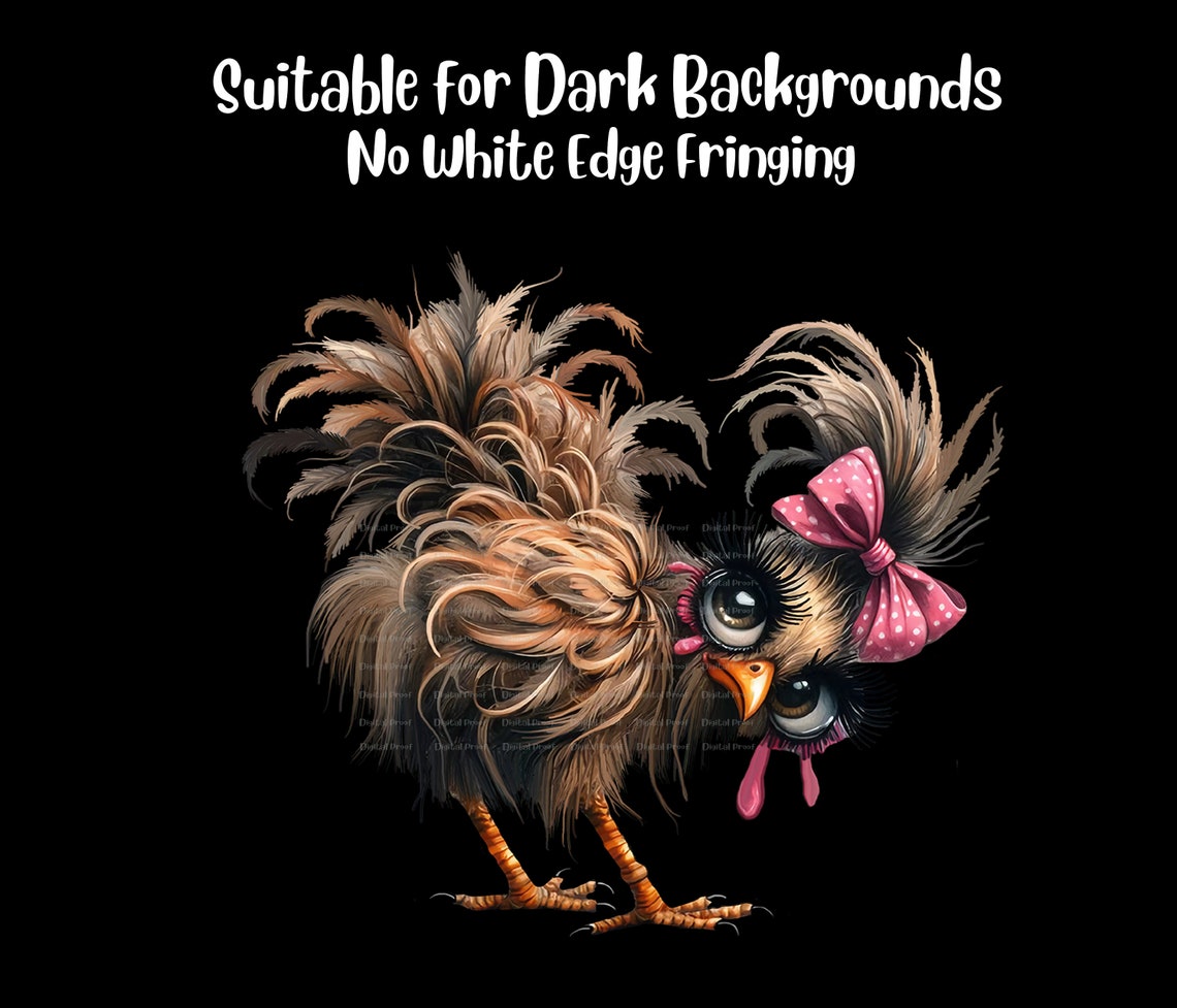 15 Funny Cheeky Chickens Clip Art, Transparent Background PNG 300 DPI