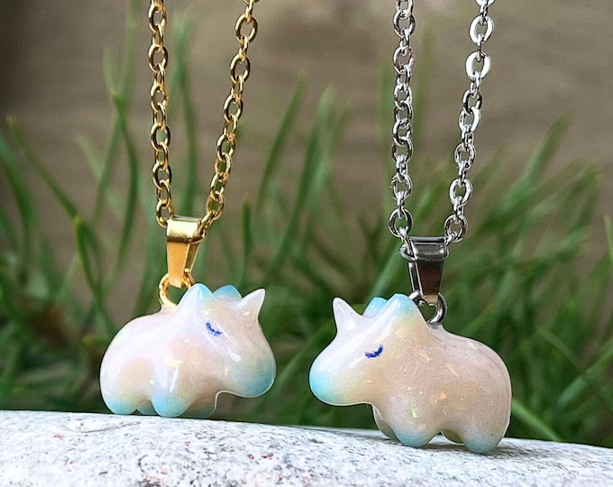 Handmade unicorn charm necklace | magical fantasy animal jewelry | fairytale lovers gift | birthday present for girl | cute 3D pony pendant