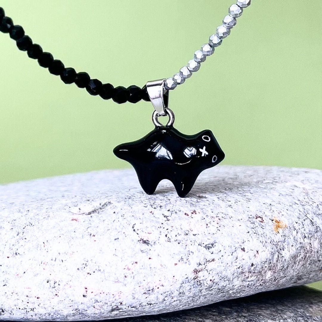 Collana Con Ciondolo Gatto Nero – Gioiello In Lega, Portafortuna, Idea Regalo Halloween