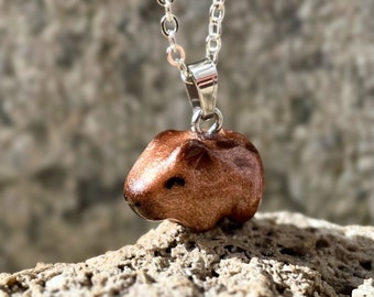 Capybara necklace | handmade capybara miniature pendant | capybara gift | quirky necklace | capybara lovers gift | animal charm necklace