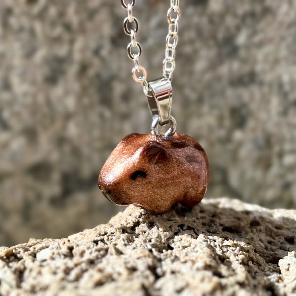 Capybara necklace | handmade capybara miniature pendant | capybara gift | quirky necklace | capybara lovers gift | animal charm necklace