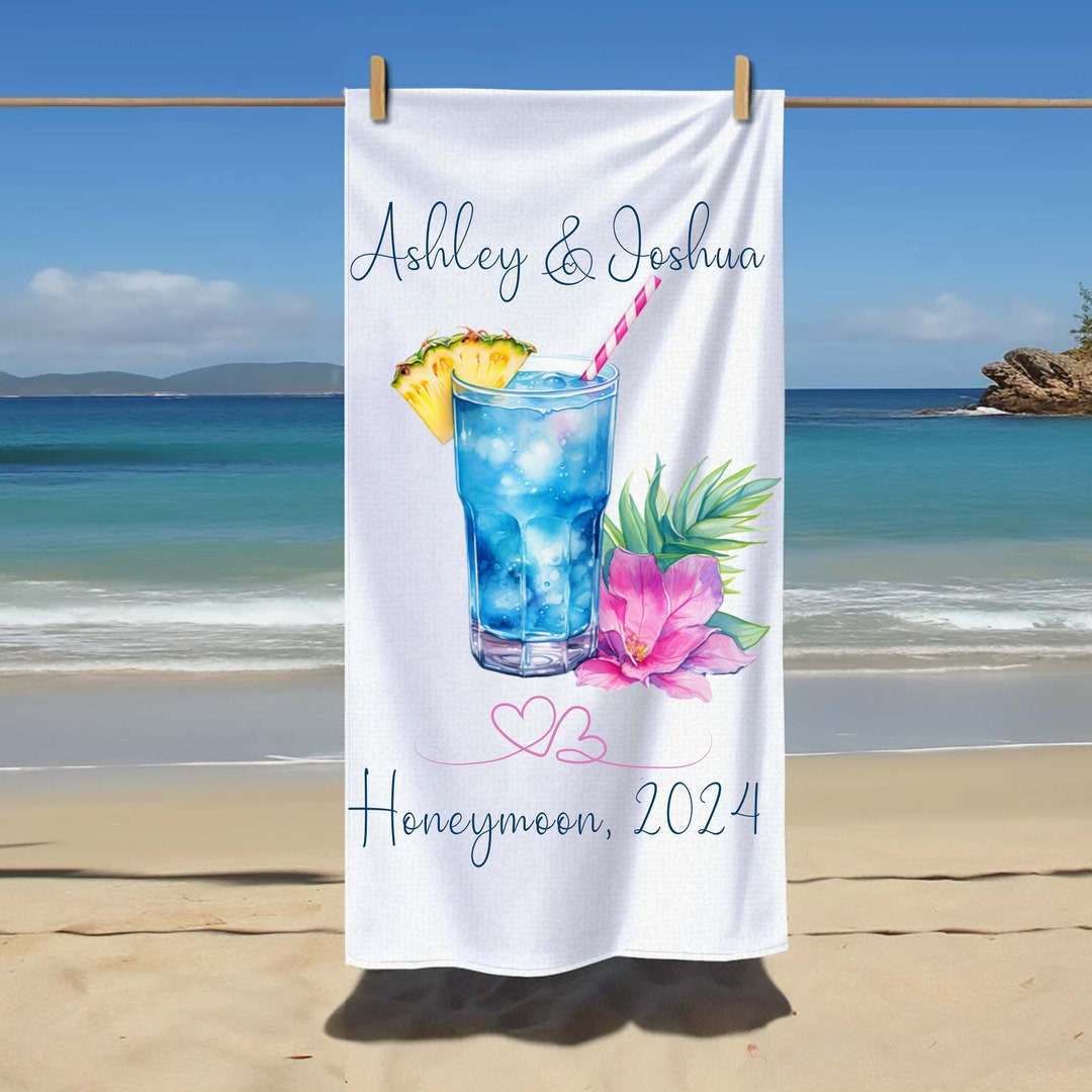 Mr and Mrs Beach Personalized Beach Towels Honeymoon Gift Etsy