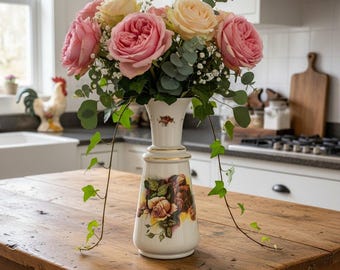 Victorian Floral Vase: Double Handled Antique Decor - Etsy UK