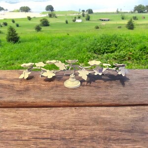 Vintage Italian Tole Metal Candelabra-Chippy Paint-Floral Vines-5 Tealight-White