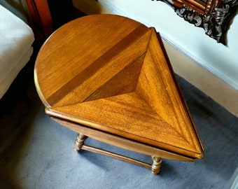 Art Deco Style Handkerchief Drop Clover Leaf Mahogany Cricket Table - Triangle