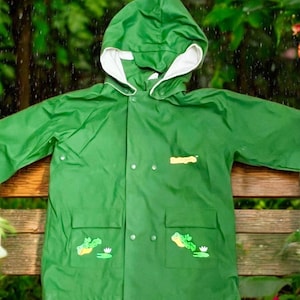 Vintage Rainpets Frog Raincoat Size 4 Kids-PVC Rain Jacket w Hood 90s-Toddler