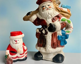 Vintage Weihnachtsmann Figuren Paar-Handgemalte Keramik Weihnachtsdekor-Retro-Feiertag