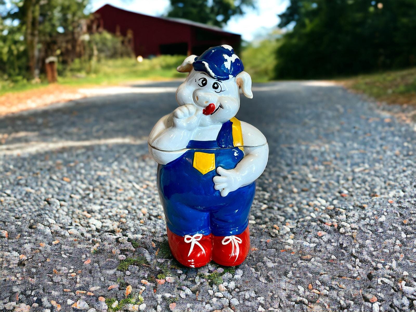 Farmer Pig Cookie Jar - Etsy
