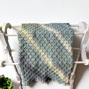 Crochet Baby Blanket/Throw-Baby Gift-Shower-Multi Shades Blue-Handmade Vintage