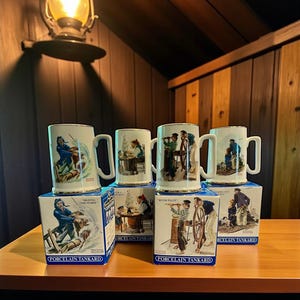 Norman Rockwell Seafarers Collection Tankards-Set of 4-Long John Silver&#39;s-1985