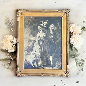 Antique Fine Art Photogravure Print-1800s Framed The Morning Walk-T.Gainsborough