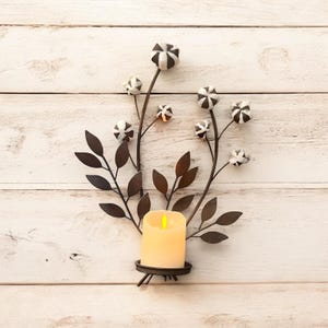 Cotton Wall Sconces Candle Holder-Set 2-Metal Vintage Rustic Farmhouse Country