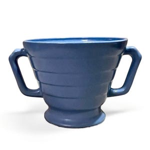 Blue Sugar Bowl Cup-Open Face-Antique Art Deco 1930&#39;s-40&#39;s Vintage Hazel Atlas