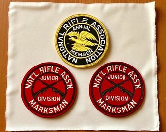 Vintage NRA Shooting Patch Set-3pc-Junior Division-Embroidered-Rifle Club-Annual