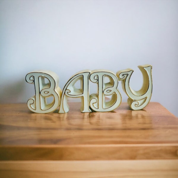 LENOX Expressions Baby Word Sculpture-Gold Trim Baby Shower Gift Nursery Decor