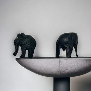 Hand Carved Miniature African Elephants-Solid Ebony Wood-Set of 2-Authentic Art