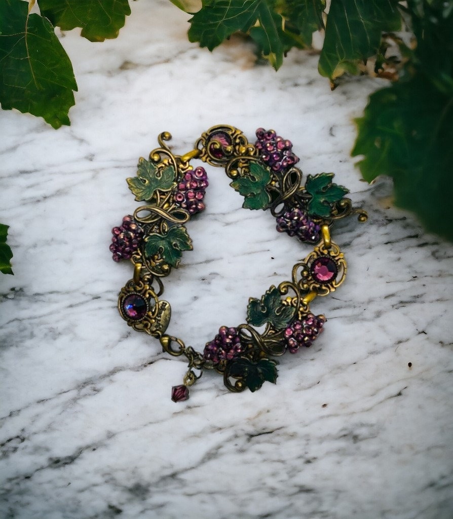 Victorian Style Grapevine Bracelet Purple Swarovski Crystals by - Main Image