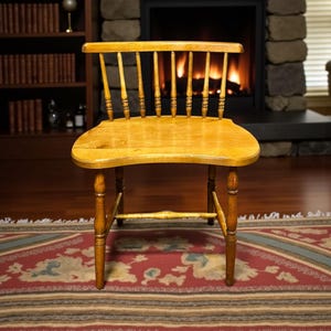 Vintage Windsor Style Low Back Kidney Bean Chair-Ahorn-Writing-Sewing-Rustic