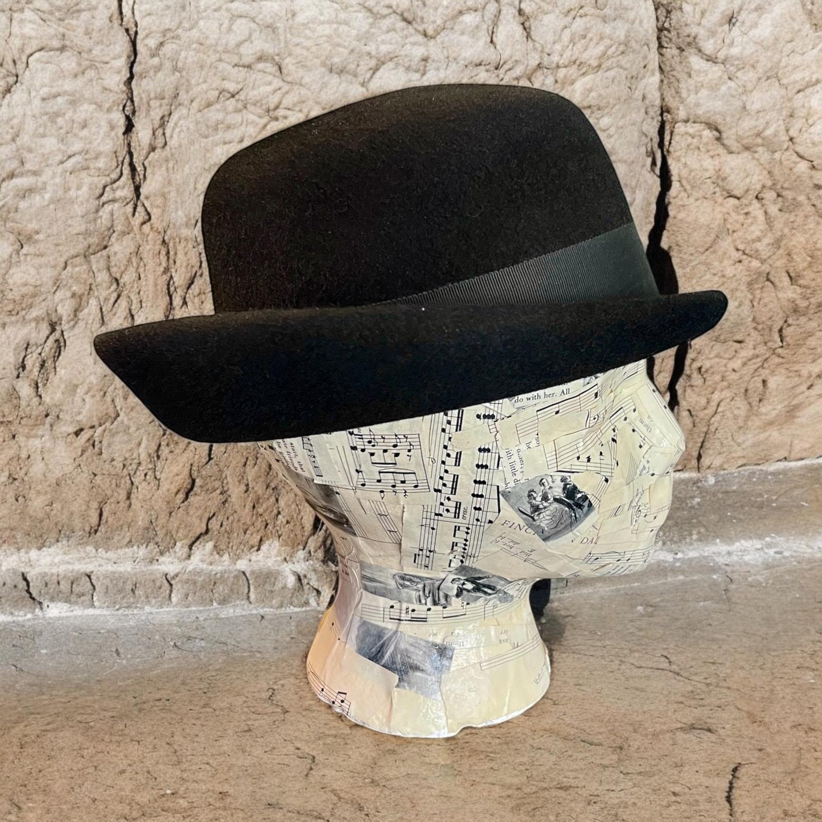 Vintage 1940s Bowler Hat-Henry Pollak NY-Wool Derby-Black-Unisex-Classic-Peaky 1940s Derby Bowler Hat Henry Pollak Black Felted Wool - Etsy main image 3