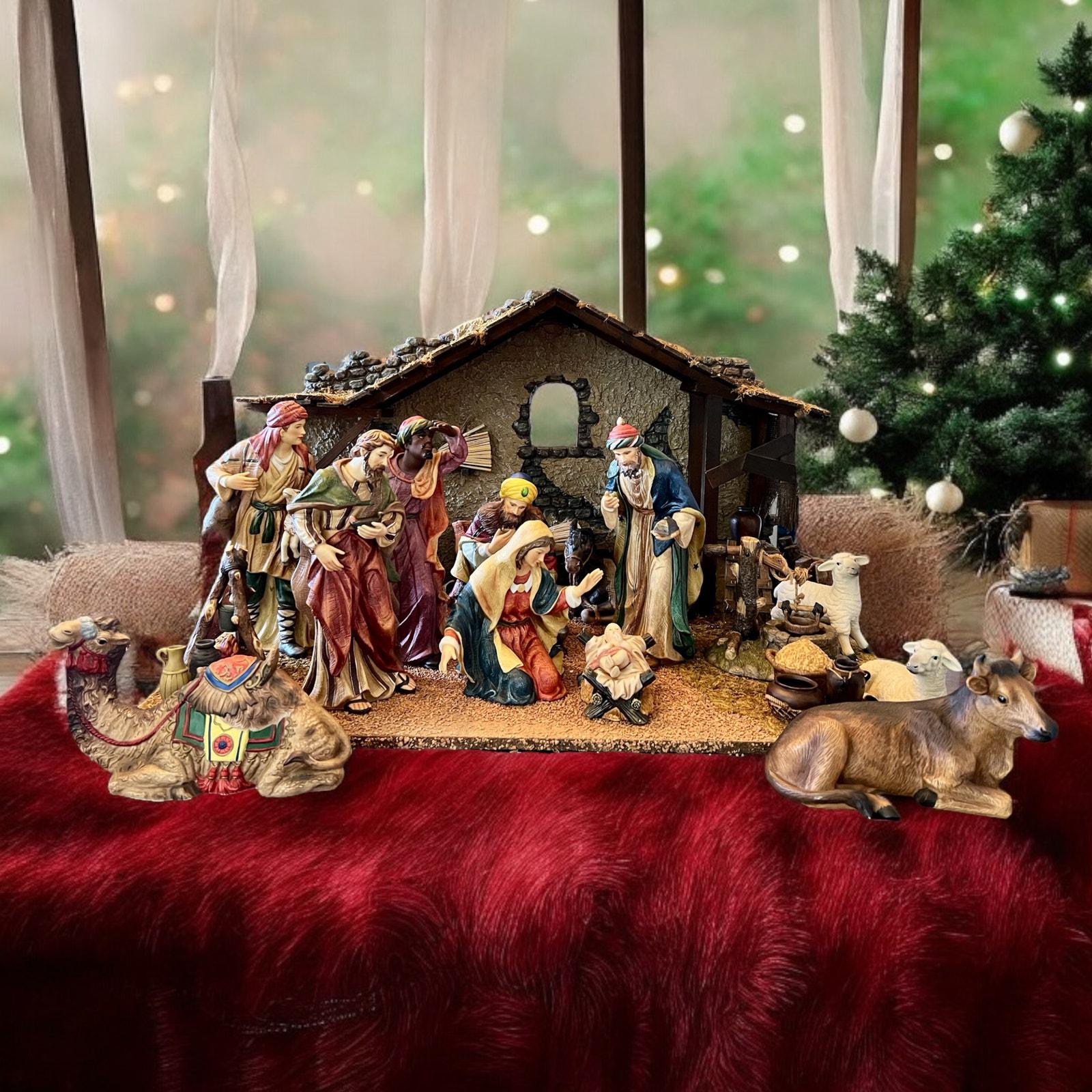 Complete Nativity & Accessory Set-vintage 1999 Grandeur Noel-27 Pc