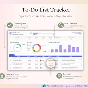 Assignment Tracker Google Sheets & Excel Spreadsheet for Students: Study Planner, Homework Organizer, Calendar - for School, College or Uni image 5