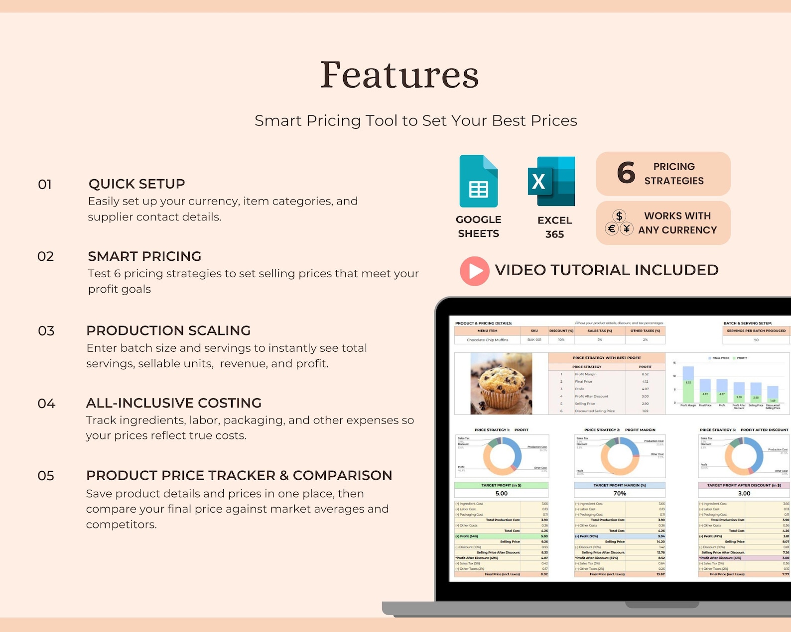 Recipe Cost Calculator for Food Pricing Tool Bakery Ingredients Cost ...