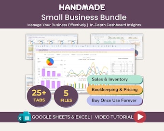Small Business Bundle Handgefertigte Produkte Bestell- und Bestandsverfolgung Automatisierte Verkäufe Profit Dashboards Business Template Google Sheets Excel
