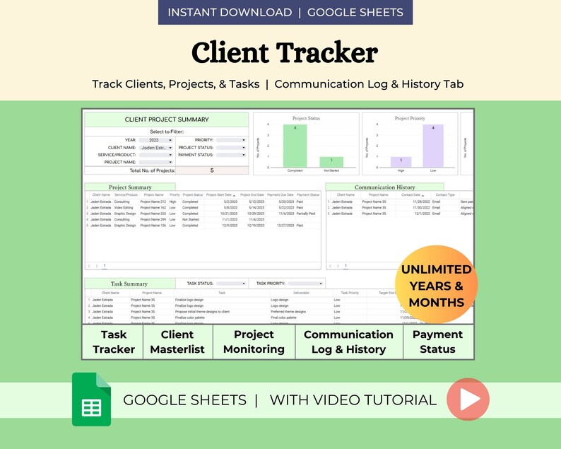 Client Tracker With Invoice & Payment Monitoring, Project Status and ...