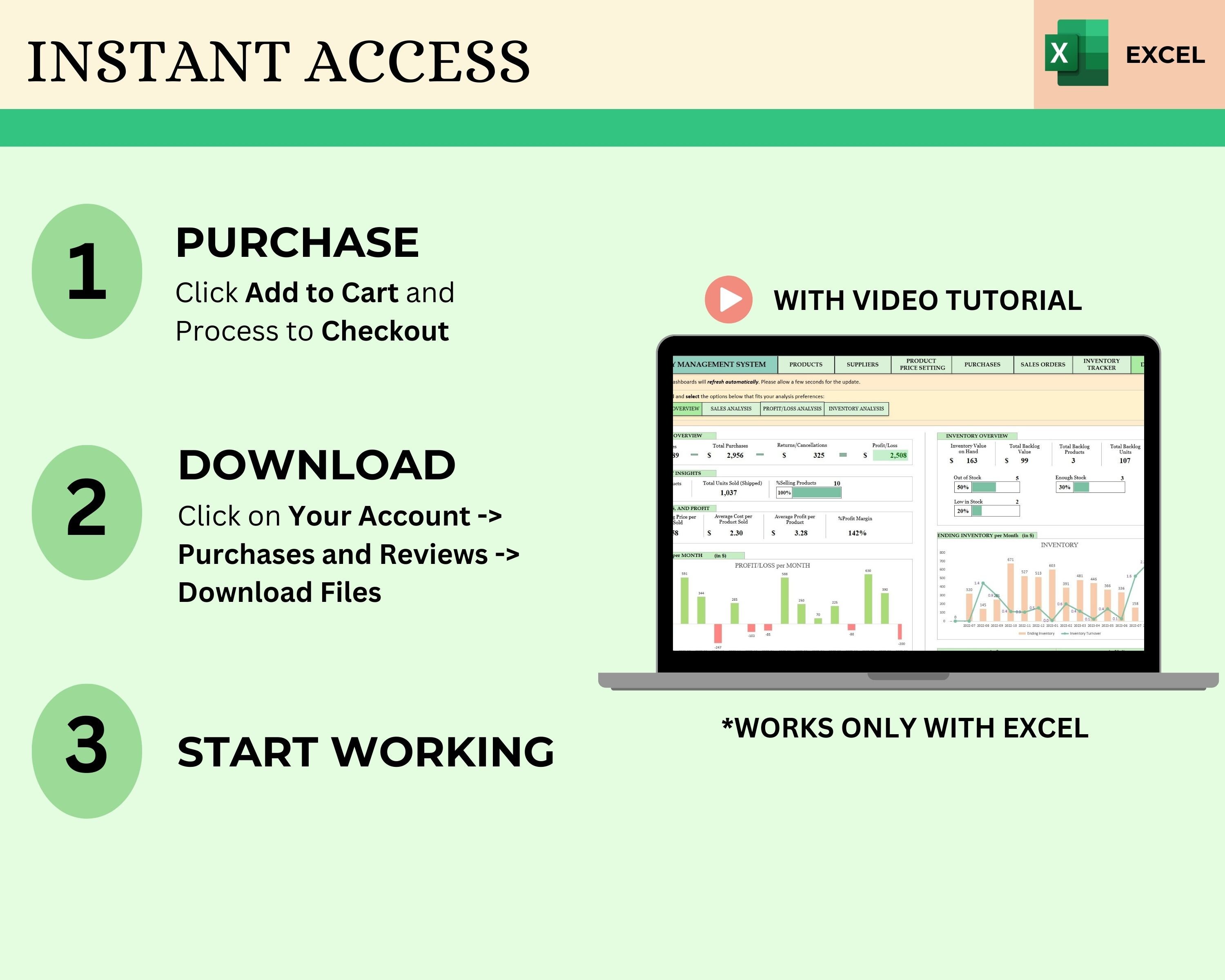 Sales and Inventory Tracker Excel Spreadsheet for Resellers, Dynamic ...