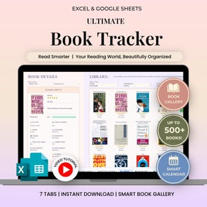 Ultimate Book Tracker Spreadsheet Reading List Journal & Book Log Digital Library for Book Lovers - Google Sheets and Excel