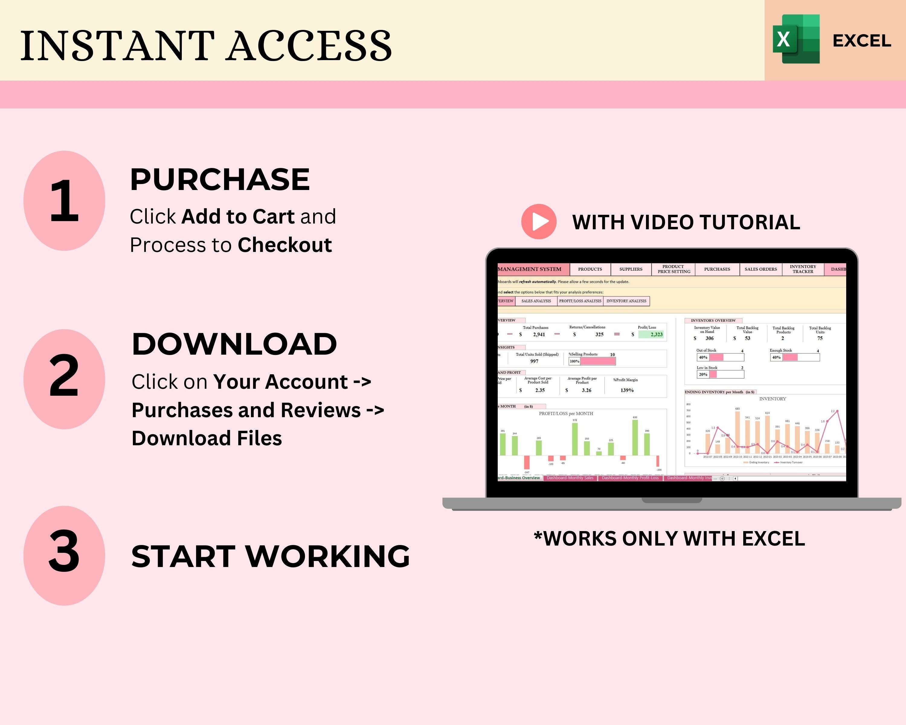Inventory Management Excel Spreadsheet for Resellers, Sales and Profit ...