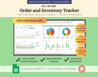 Order and Inventory Tracker for Small Business Resellers | Product Inventory Management | Sales Tracker Template | Google Sheets Editable