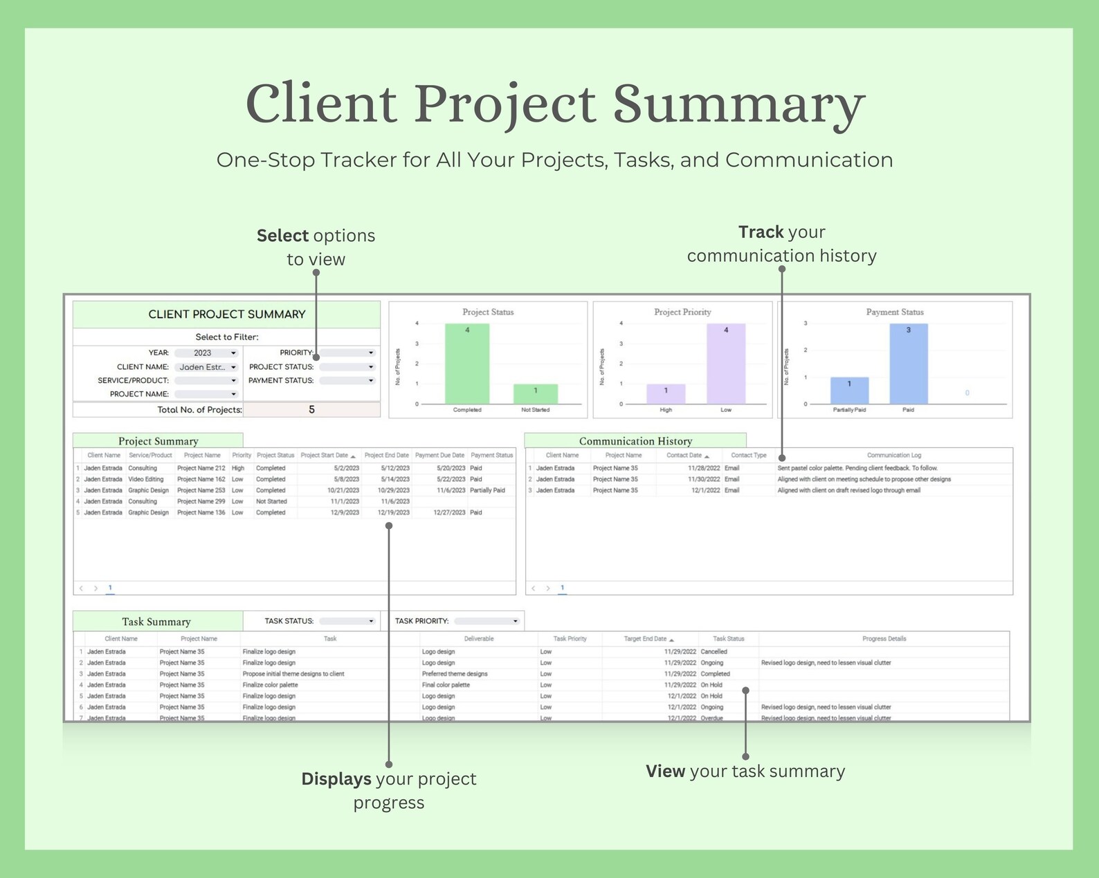 Client Tracker With Invoice & Payment Monitoring, Project Status and ...