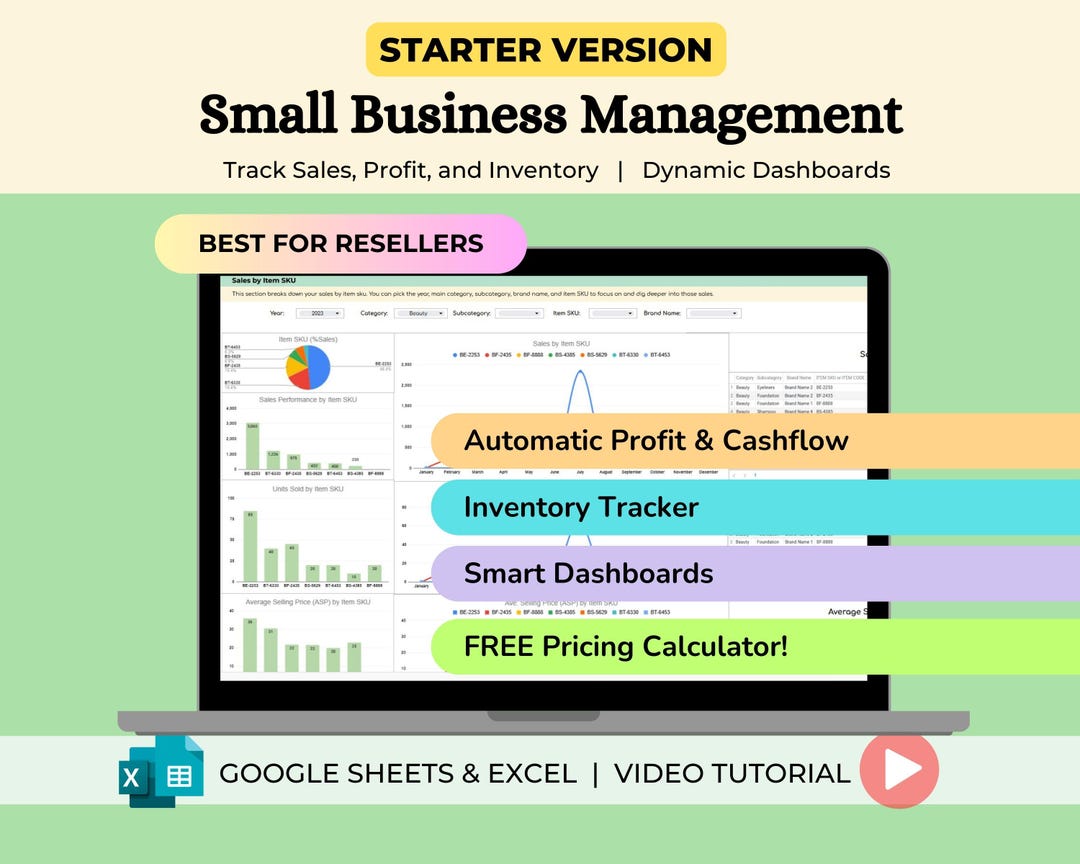 Reseller Spreadsheet Inventory Sales Tracker Profit Dashboard for Buy ...