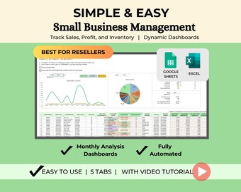 Inventario per piccole imprese e monitoraggio degli ordini di vendita Excel Fogli Google, foglio di calcolo per rivenditori, monitoraggio della gestione dell'inventario, dashboard automatizzate