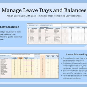 Employee Leave Tracker Spreadsheet Excel Google Sheets Vacation Time ...