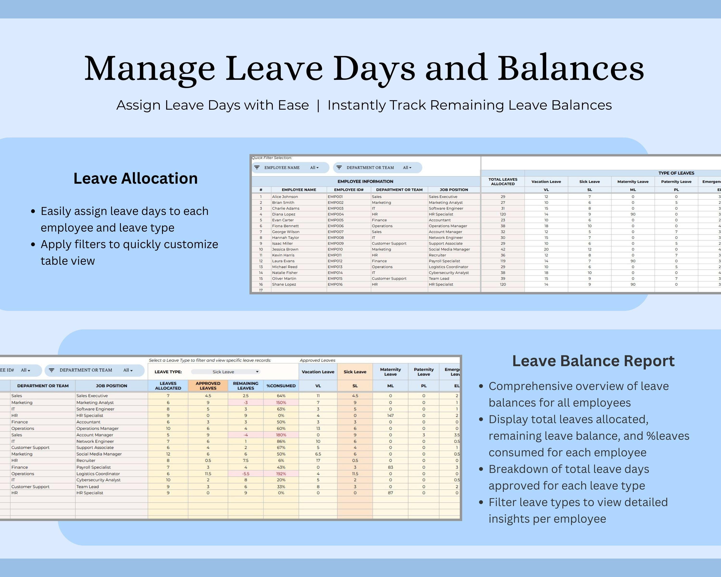 Log Leave Example Modal Employee Leave Tracker Spreadsheet Excel Google Sheets Vacation Time ...