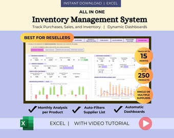 All-in-One Inventory Management System for Small Businesses | Inventory Tracker for Resellers | Excel Template for Orders and Inventory