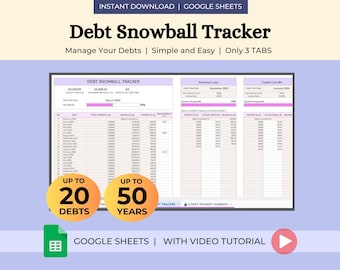 Debt Payoff Tracker Google Sheets, Debt Snowball Method, Loan Payoff Calculator, Debt Payoff Spreadsheet Template