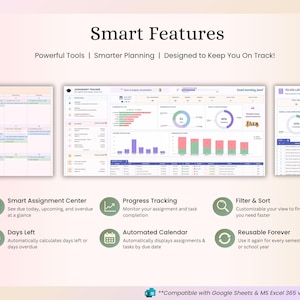 Assignment Tracker Google Sheets & Excel Spreadsheet for Students: Study Planner, Homework Organizer, Calendar - for School, College or Uni image 7