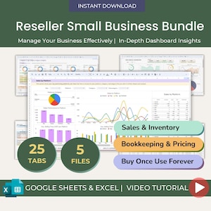 Small Business Reseller Spreadsheet Bundle, Inventory Tracker, Automated Sales, Orders & Profit Dashboards, COG Insights, Google Sheets