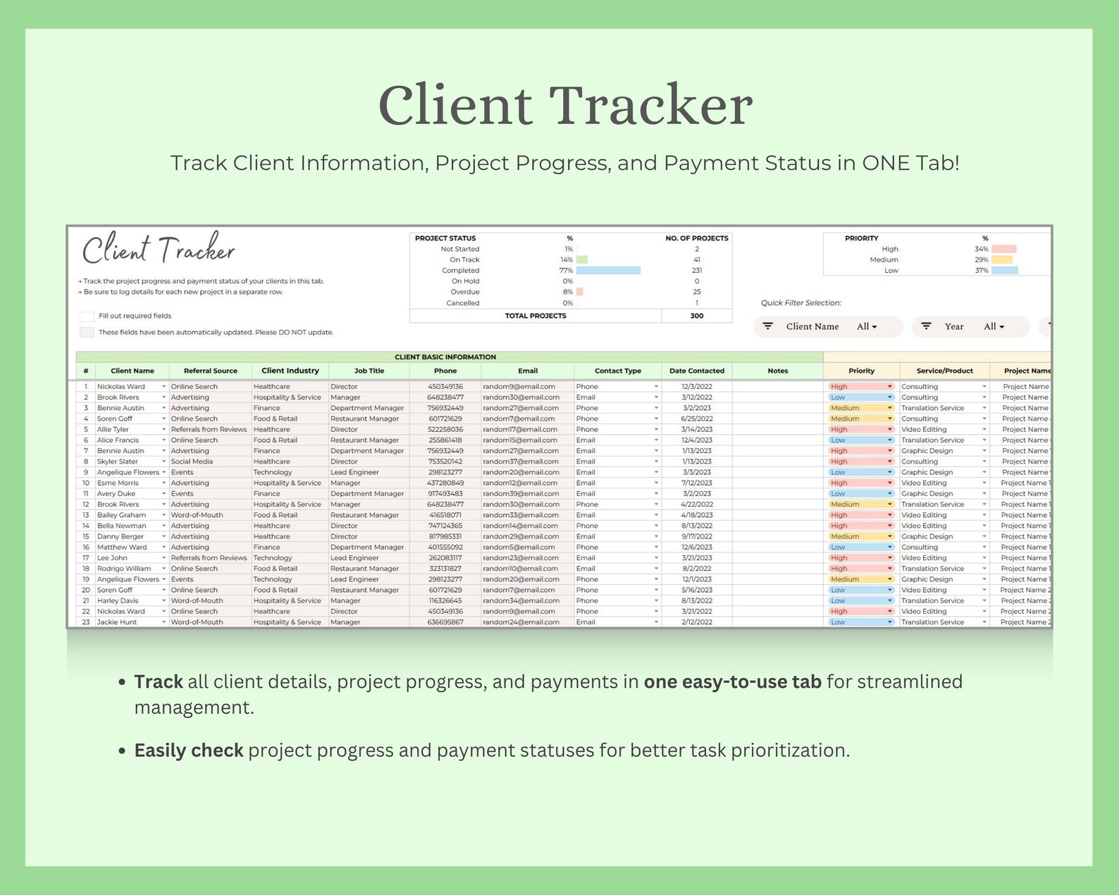 Client Tracker With Invoice & Payment Monitoring, Project Status and ...