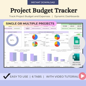 Project Budget Tracker Project Cost Tracker Excel Project Expense Tracker Project Spending Tracker Google Sheets Project Management Template