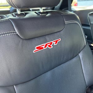 Premium &quot;SR T&quot; faux leather seat logo decals (1 pair) in one or two colors